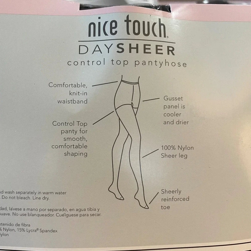 Hug Alon Nice Touch Daysheer‎ Control Top Pantyhose Black, Off Black sz E